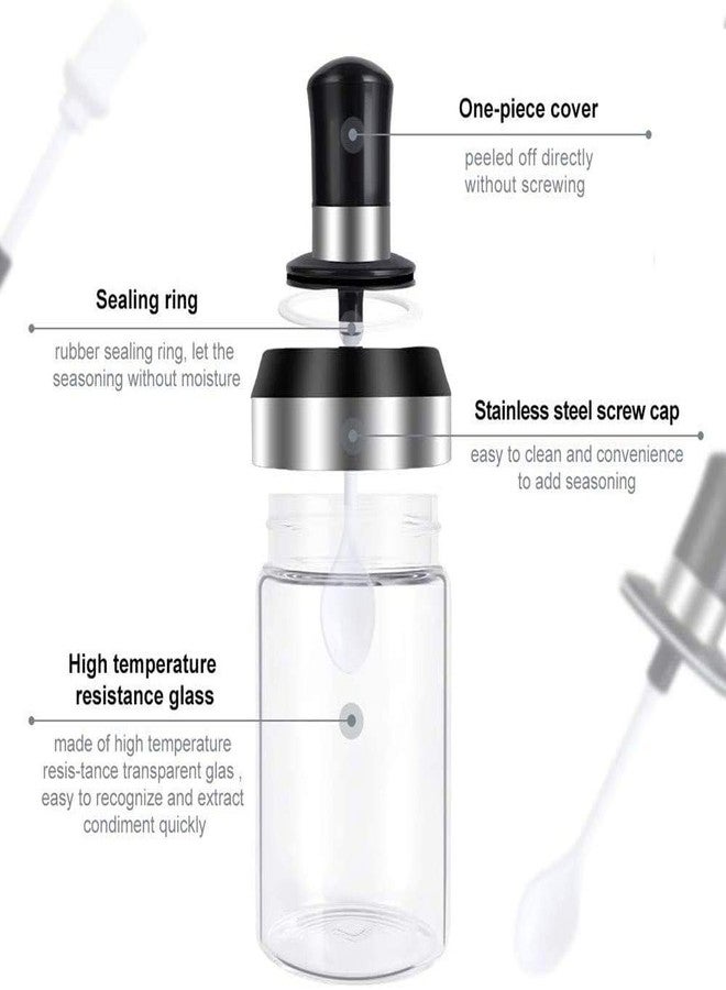 دينستي كوليكشون مجموعة DENSITY COLLECTION برطمانات توابل زجاجية عالية الجودة من البوروسيليكات، علبة توابل، برطمان بهار، تصميم ملعقة وغطاء مدمج، جودة تجارية ممتازة للاستخدام في المطبخ 250 مل (4 قطع، برطمان فرشاة وملعقة) - Image 5